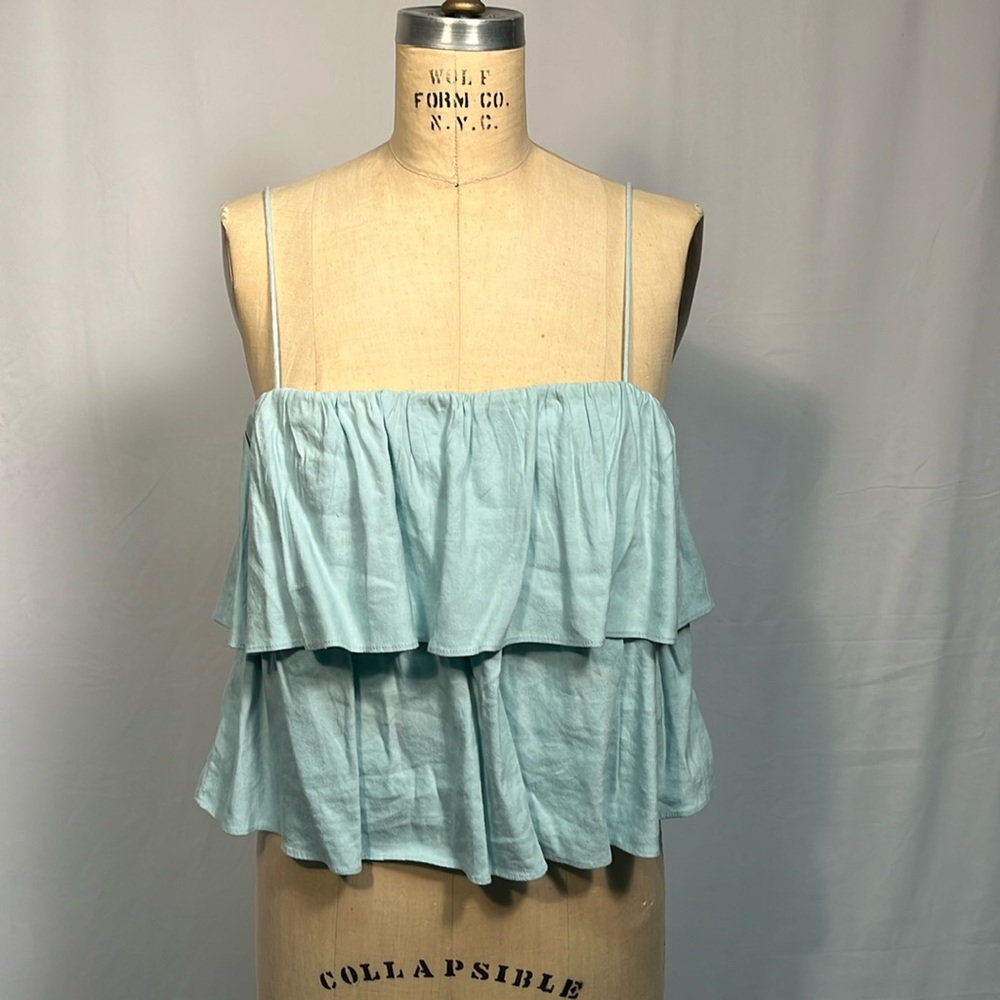 Alice + Olivia Ruffle Tier Top in Powder Blue Size 14
